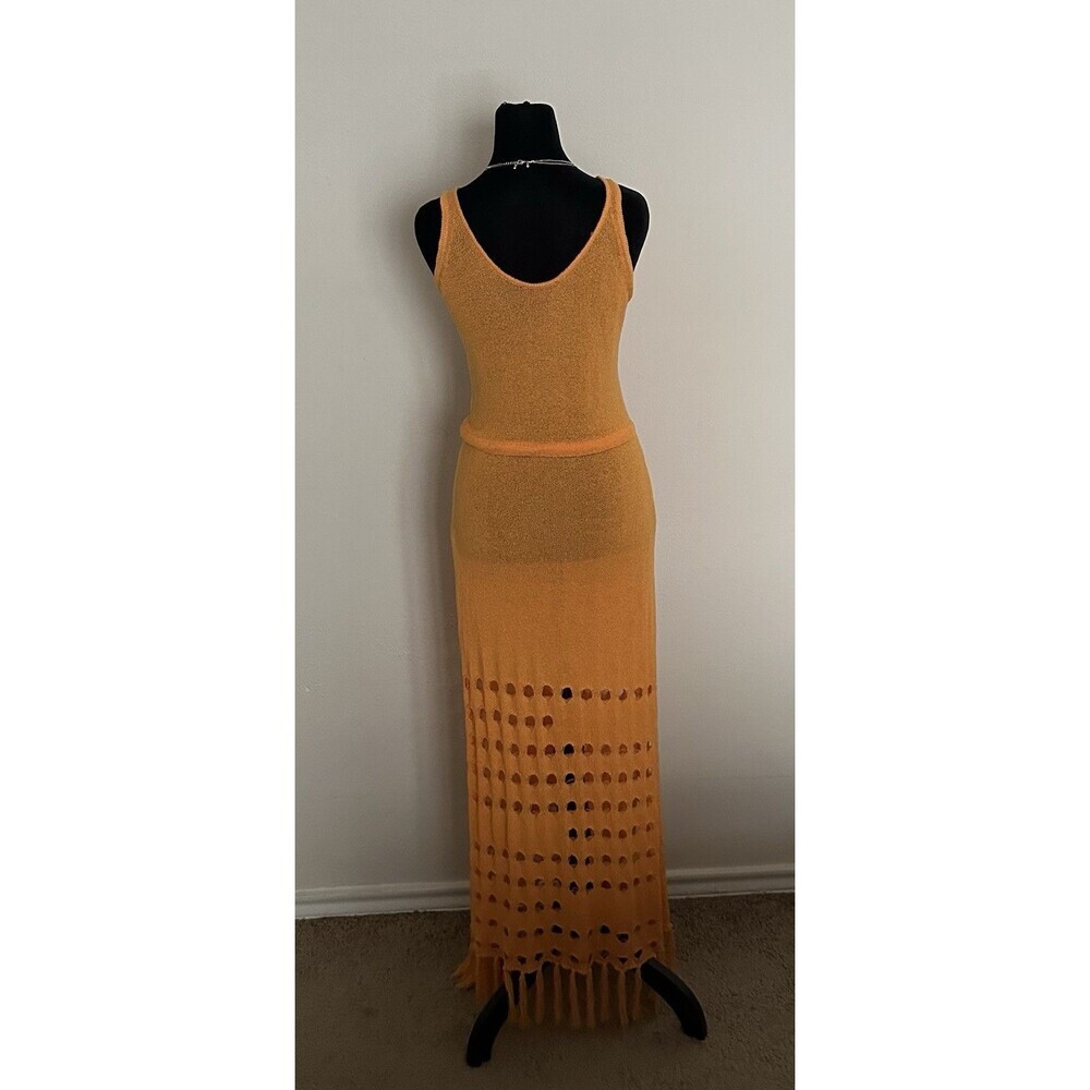 Vici Caliana Tassel Cover-Up Maxi Dress Size L Orange Boho Style Sleeveless EUC - Picture 3 of 16